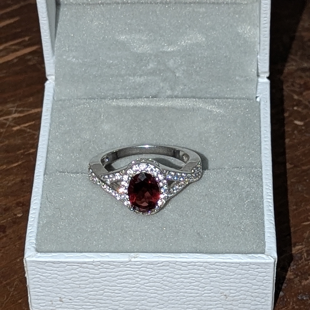Elegant Silver and Red Gemstone Ring